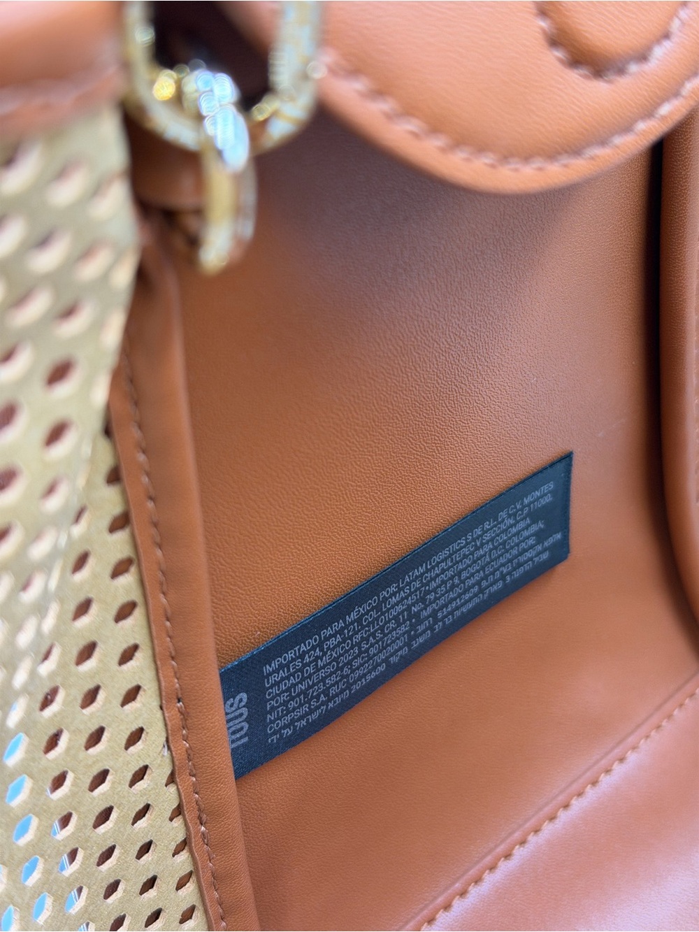 🆕 TOUS 🧿 NWOT Small TOUS Tulip Cutout Mesh Bag, with Top Handle - Camel Brown - Picture 9 of 13